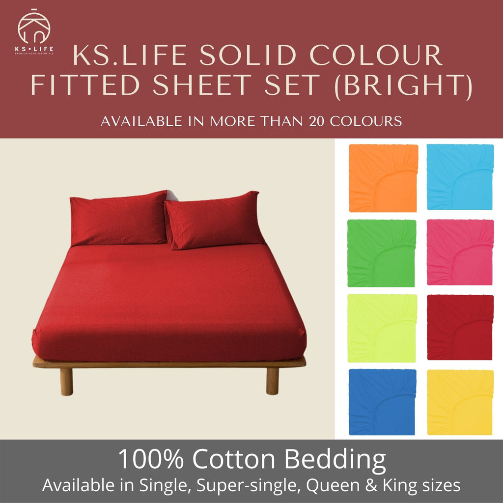 Solid colour fitted bed sheet