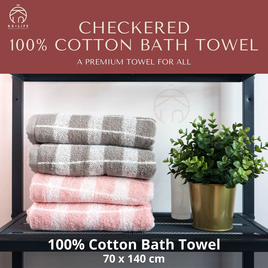 Checkered 100% Cotton Bath Towel