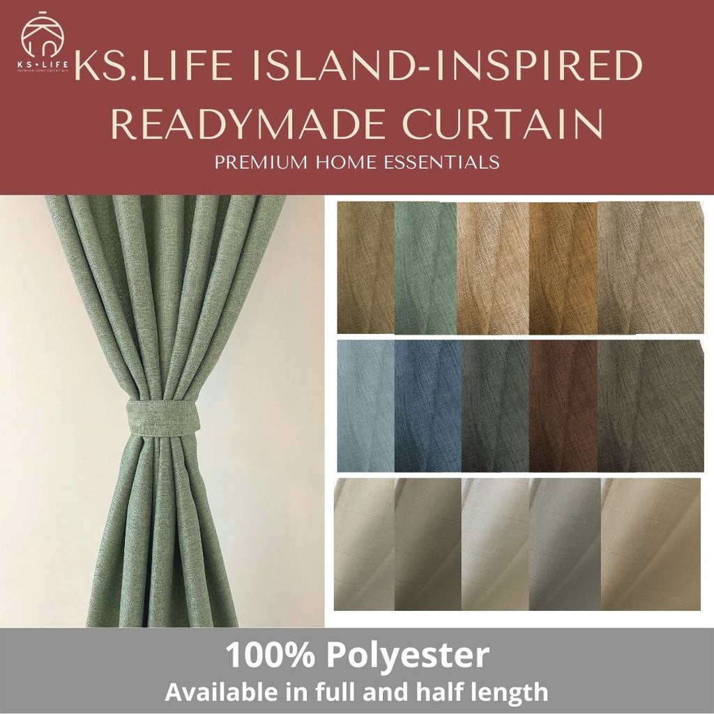 Island-Inspired Ready Made Curtain Half Length with Tieback