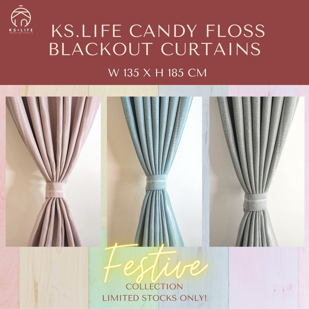 Candy Floss Blackout Curtain Half Length with Tieback