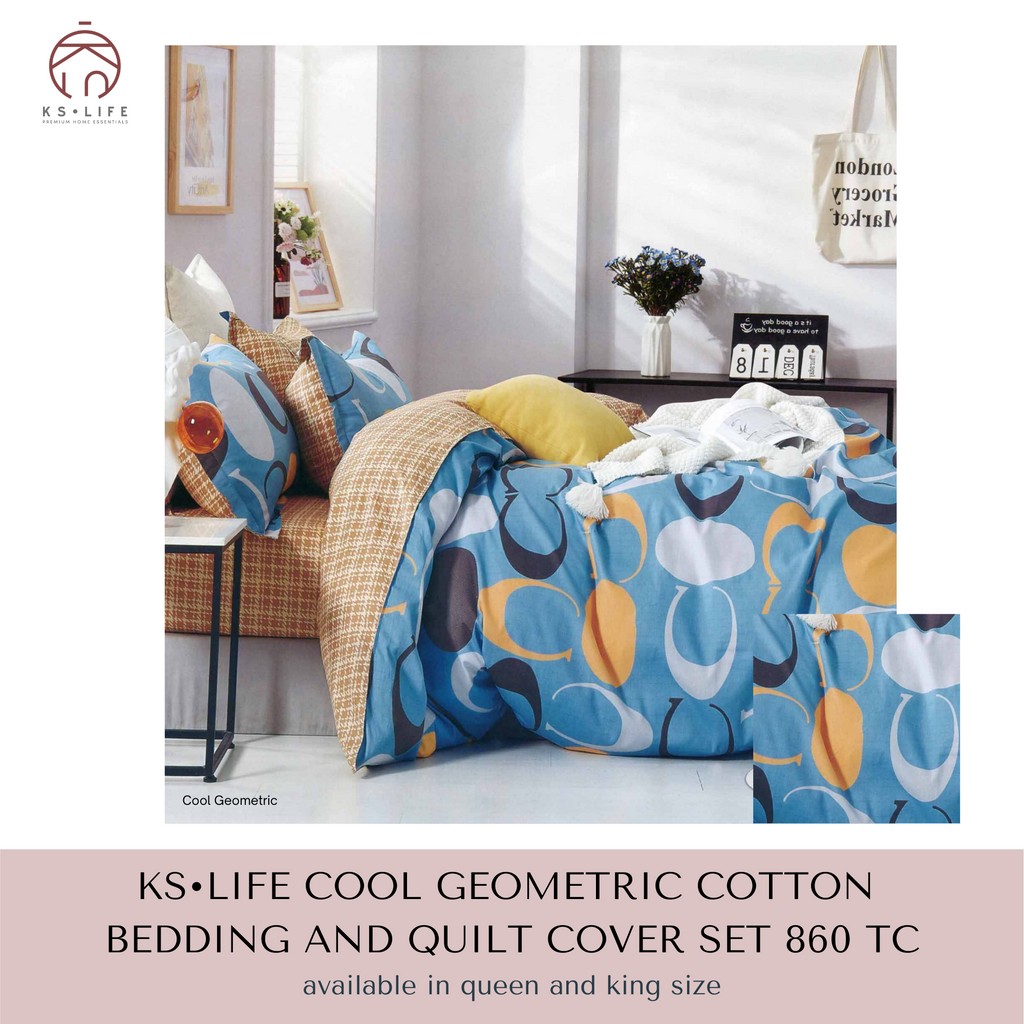 Cool Geometric Cotton Quilt Cover and Bedding Set 860 thread count