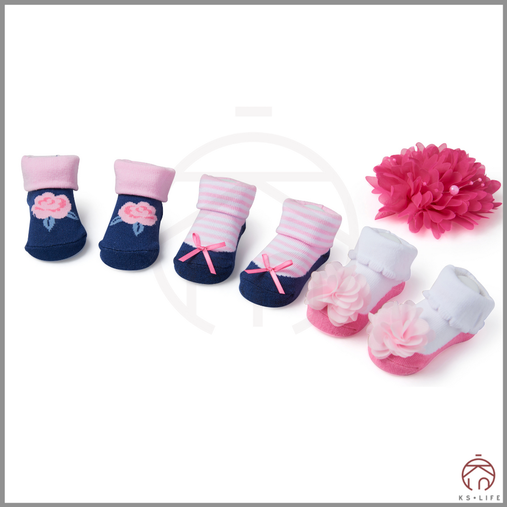 Cute Infant / Newborn Baby Girl Socks Gift Set 3pcs 0-9months
