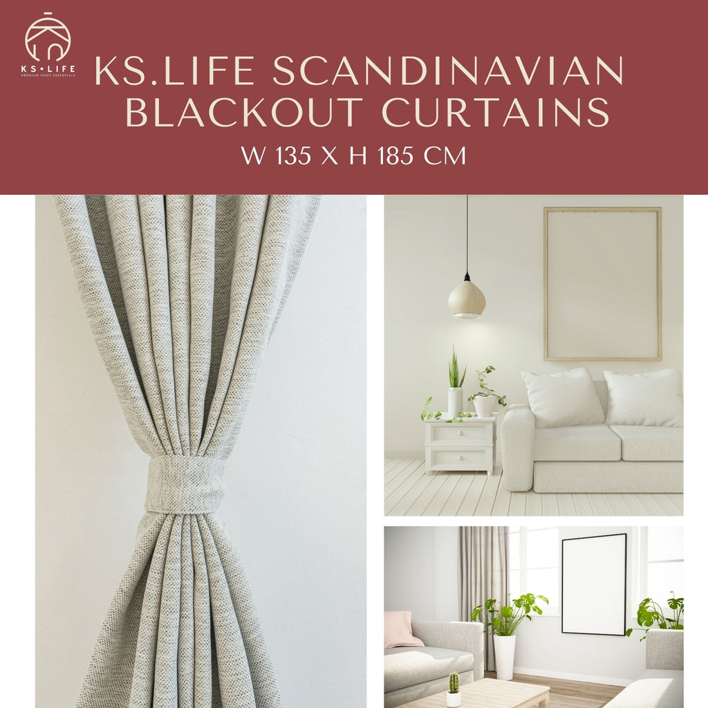 Scandinavian Blackout Curtain Half Length with Tieback