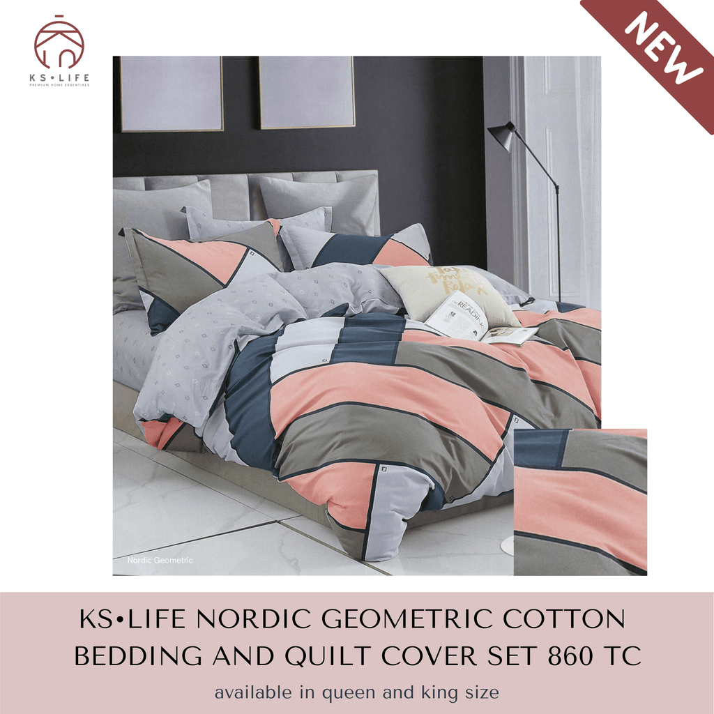 Nordic Geometric Cotton Quilt Cover and Bedding Set 860 TC