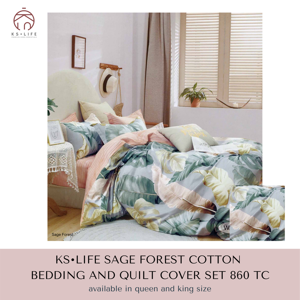 Sage Forest Cotton Quilt Cover and Bedding Set 860 TC