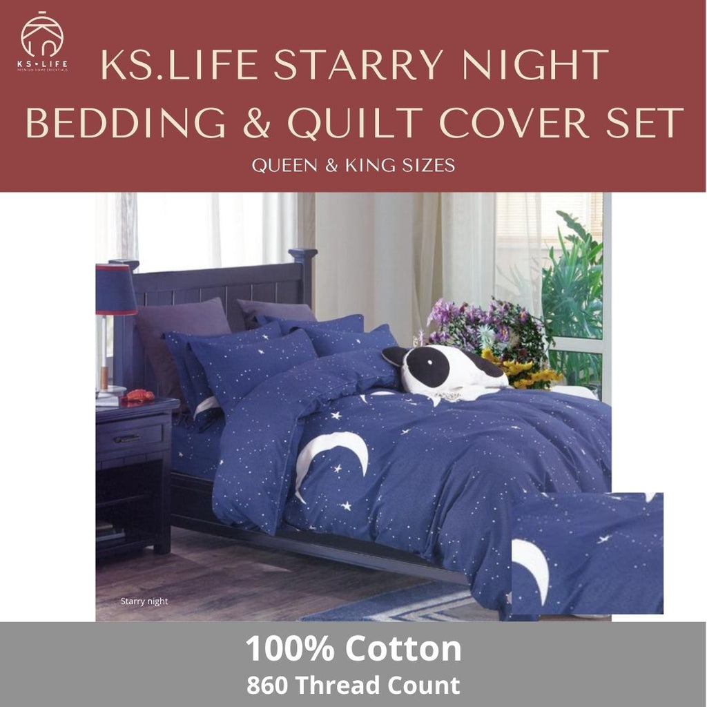 Starry Night Cotton Quilt Cover and Bedding Set 860 TC